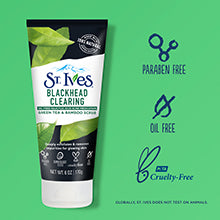 ST IVES GREEN TEA & BAMBOO BLACK HEAD CLEARING SCRUB 50G